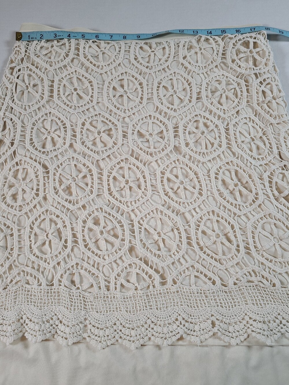Cato Womens Delicate Cream Crochet Midi Skirt with Scalloped Hem XL Cottagecore - Picture 6 of 8